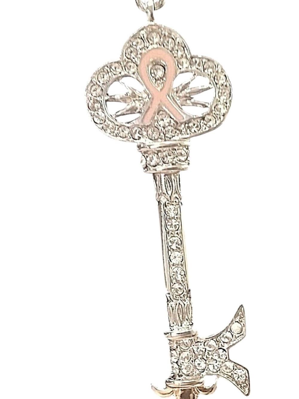 KJL Kenneth Jay Lane Silver Tone Rhinestone Key Necklace